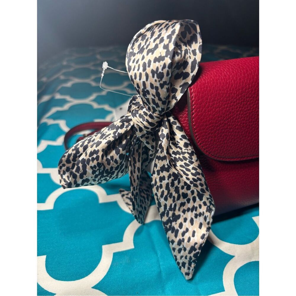 New Leopard Print Twilly Scarf Purse Bag 2.5” x 36” Black & Beige